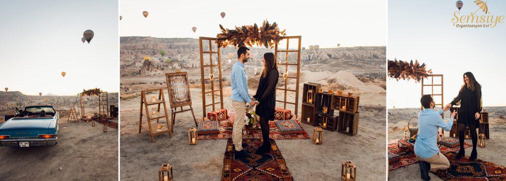 Kapadokya Klasik Araçla Evlilik Teklifi